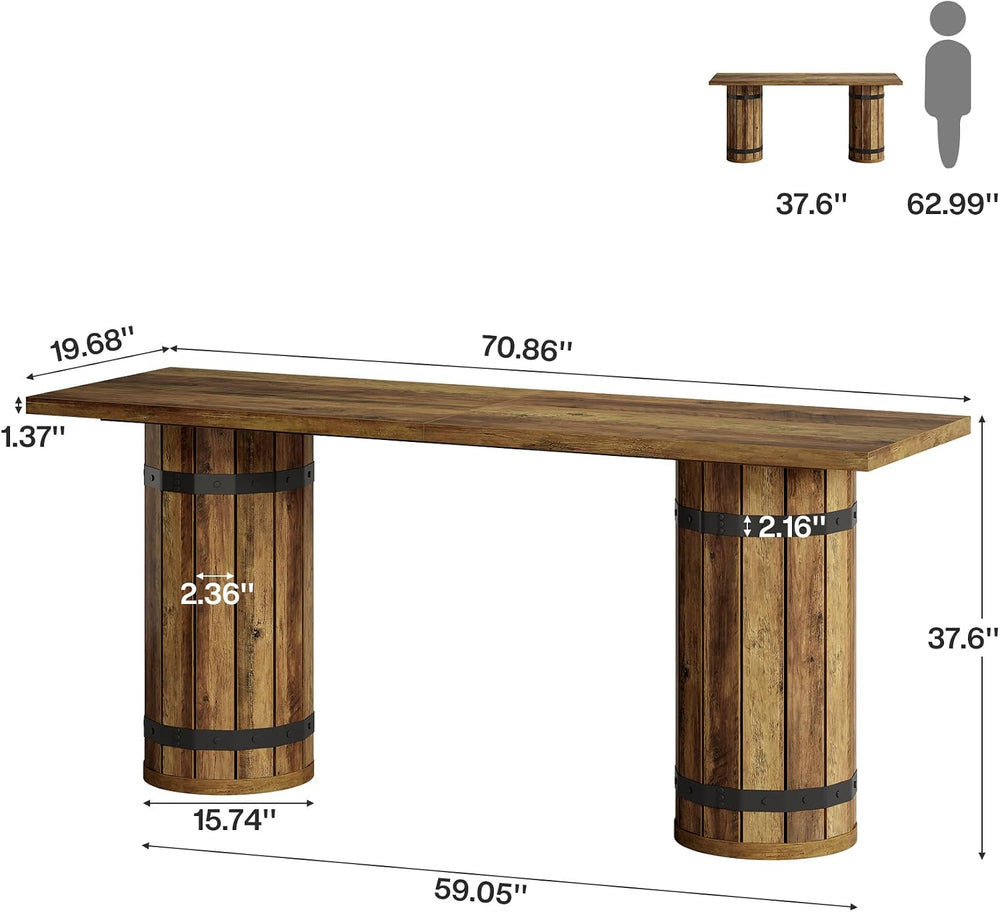 Tribesigns 70.9-Inch Long Bar Table, Farmhouse Counter Height Table