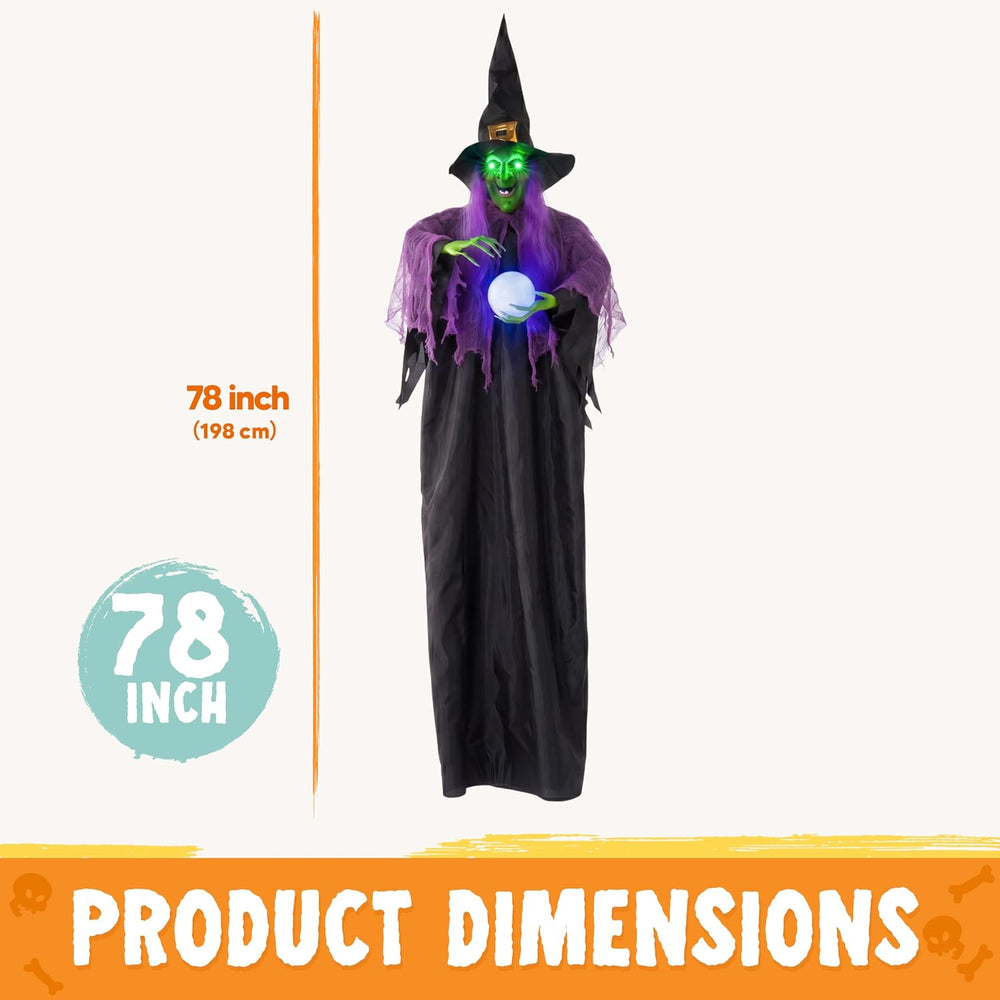 JOYIN 78" Hanging Witch Decor with Magic Ball Halloween Decorations Outd...