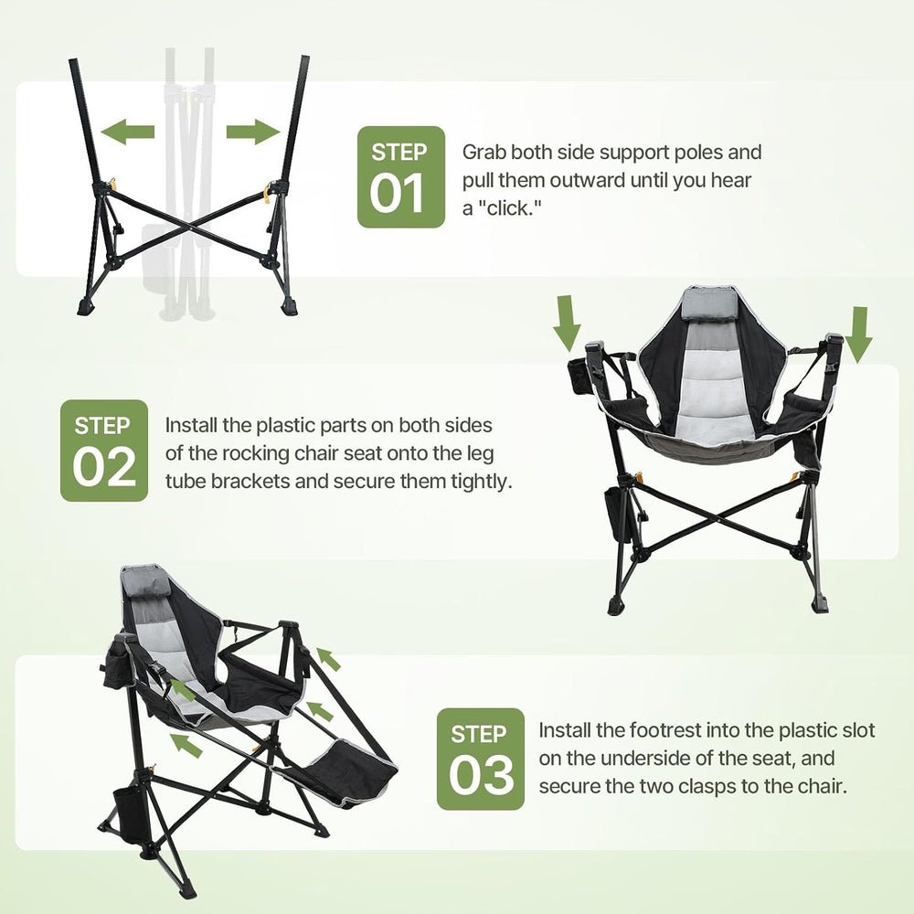 Suteck Hammock Camping Chair with Footrest,500LBS Oversized Swinging Chairs