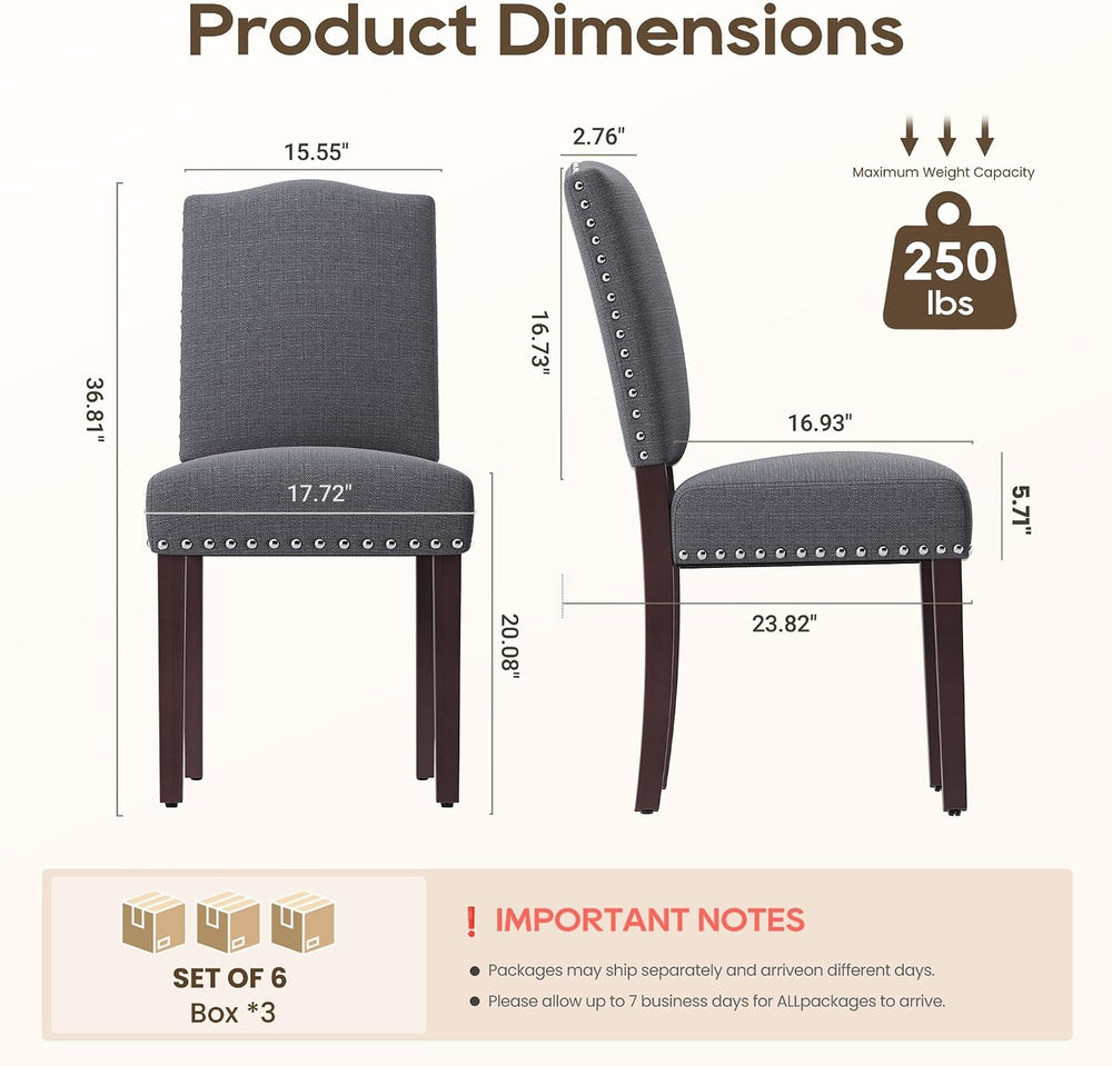 Upholstered Dining Chairs Set of 6 with Thickened Seat Cushion