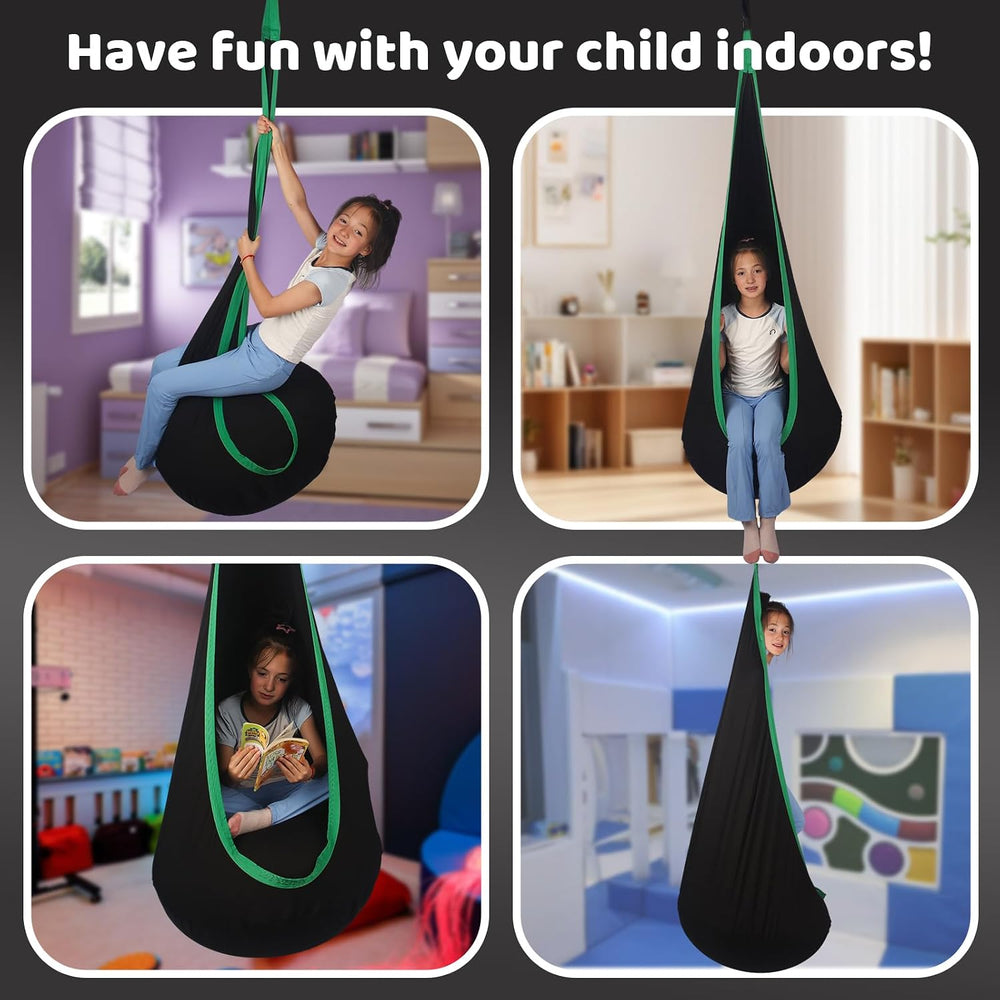 Sensory Pod Swing Hanging Seat Hammock Chair (Black)