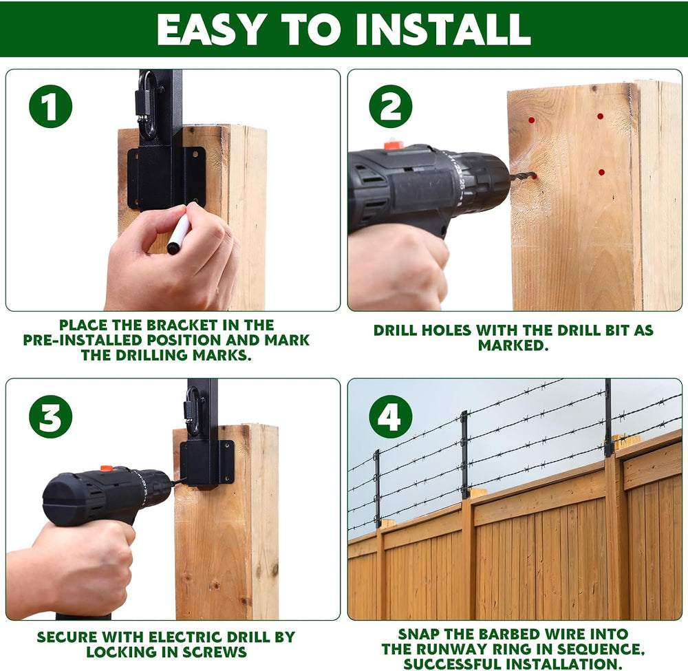 Hicarer 8 Pack 23.6" Fence Post Extender Poles, Barbed Wire Arm Outdoor