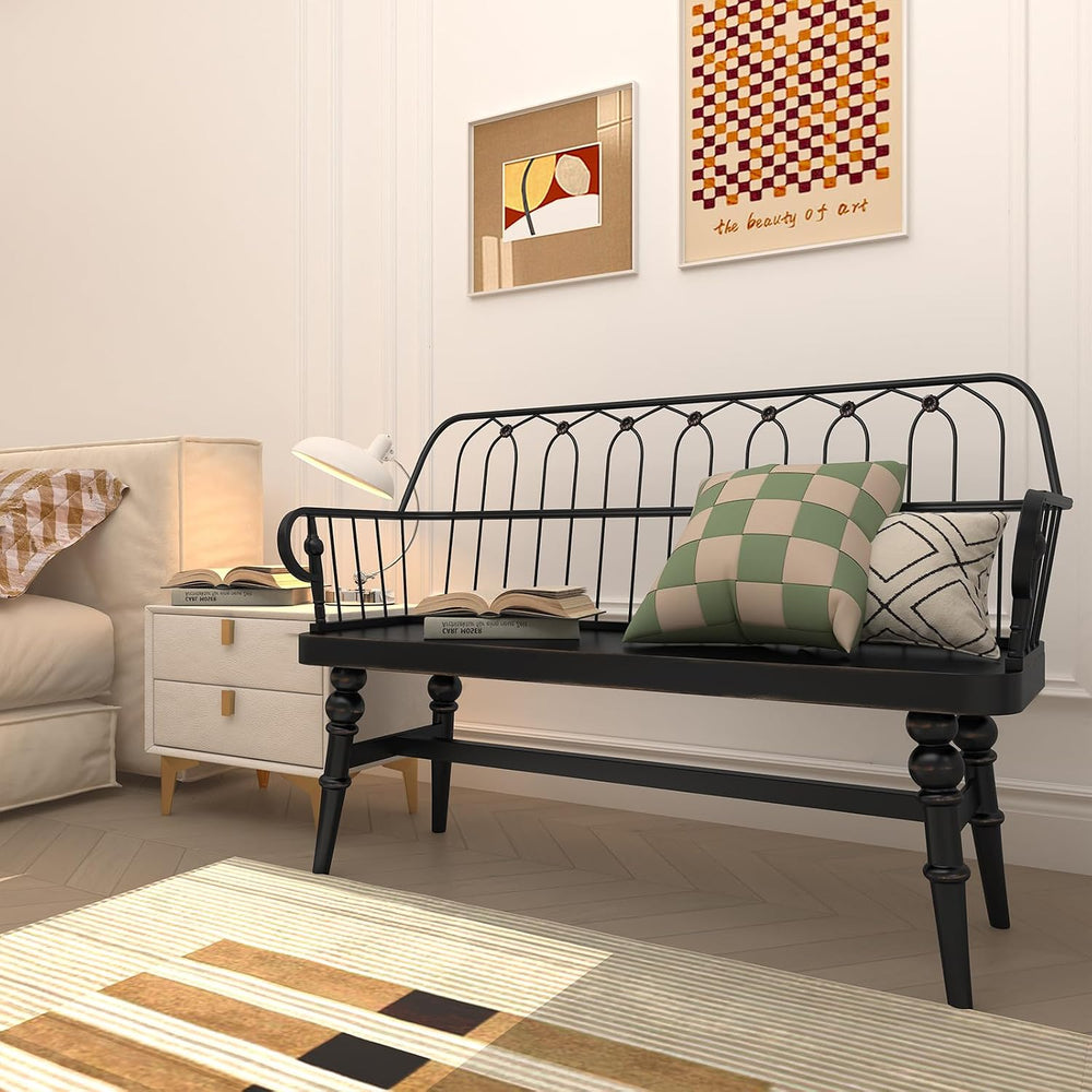 DIBRATY Entryway Bench,Spindle Back Wooden Dinning Bench, Farmhouse Foyer Ben...