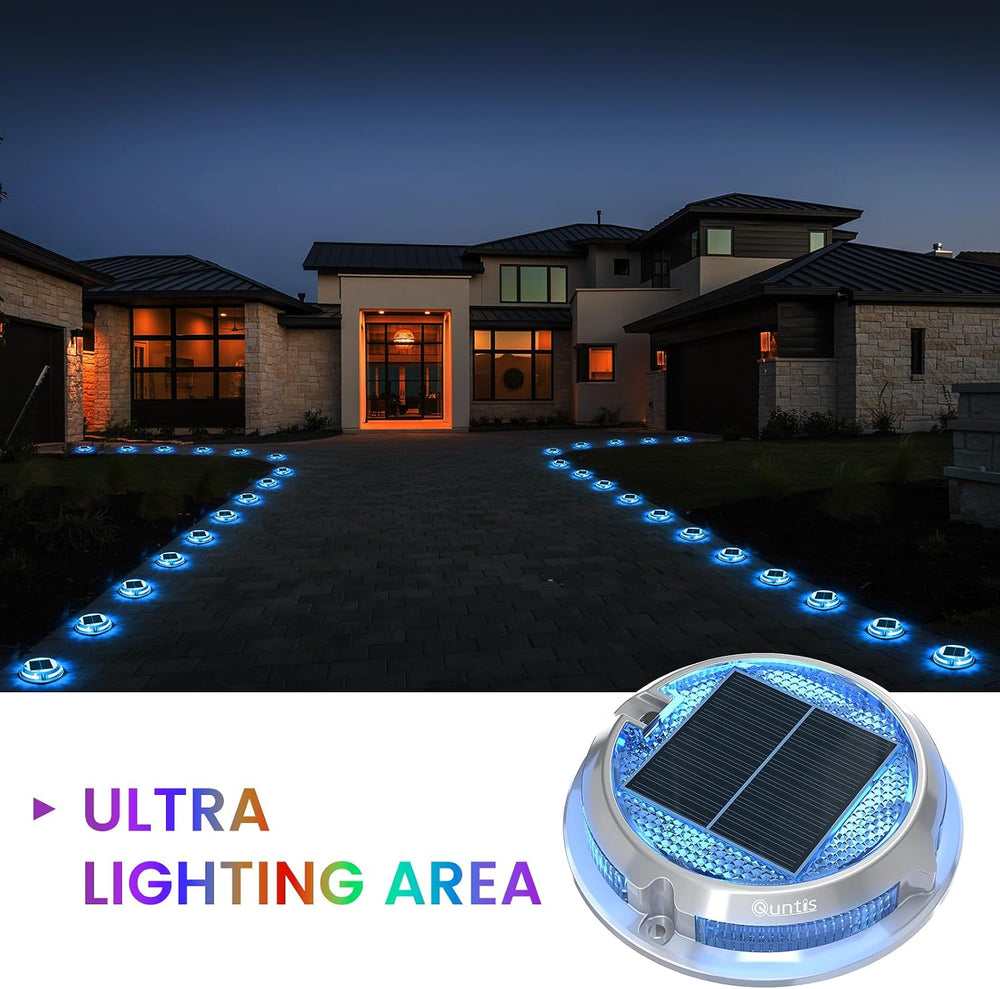 Quntis 12 Pack Outdoor Solar Deck Lights Multicolored - 11 Lighting Modes Alu...