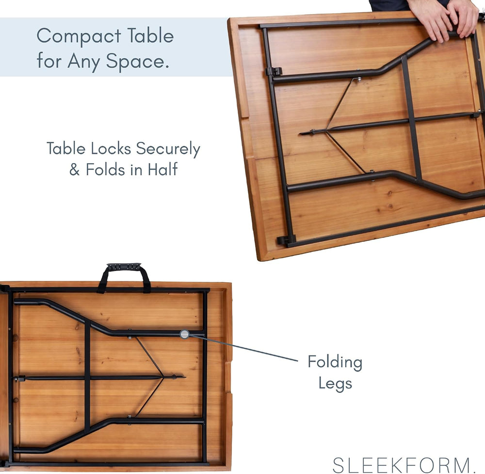 Sleekform 6 Ft Wooden Folding Banquet Table, 28 Inch, with Carry Handle