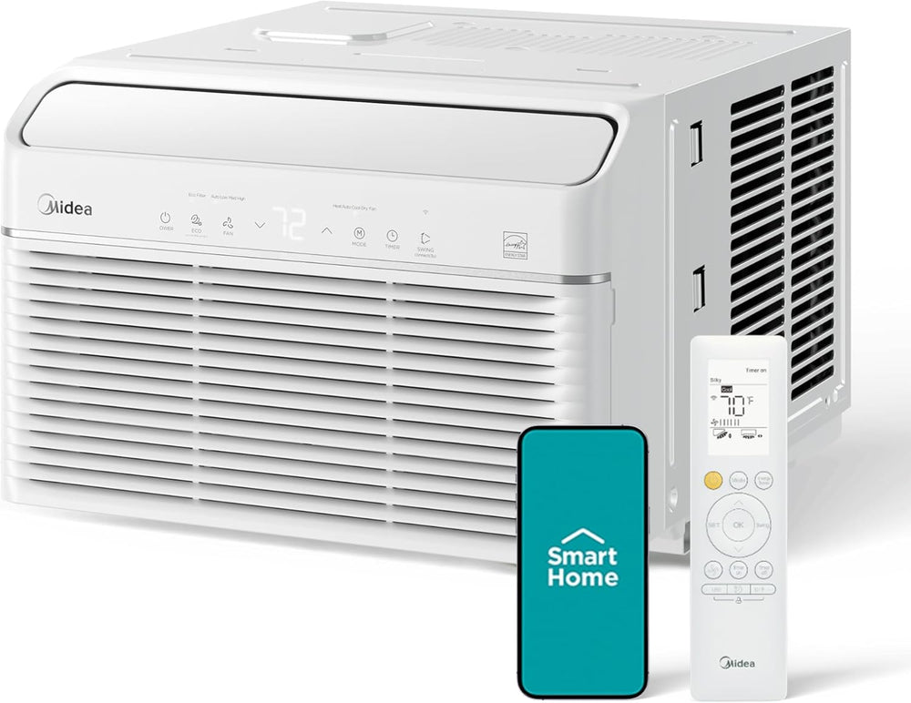 Midea 8,000 BTU Smart Inverter Air Conditioner Window Unit with Heat and Dehu...