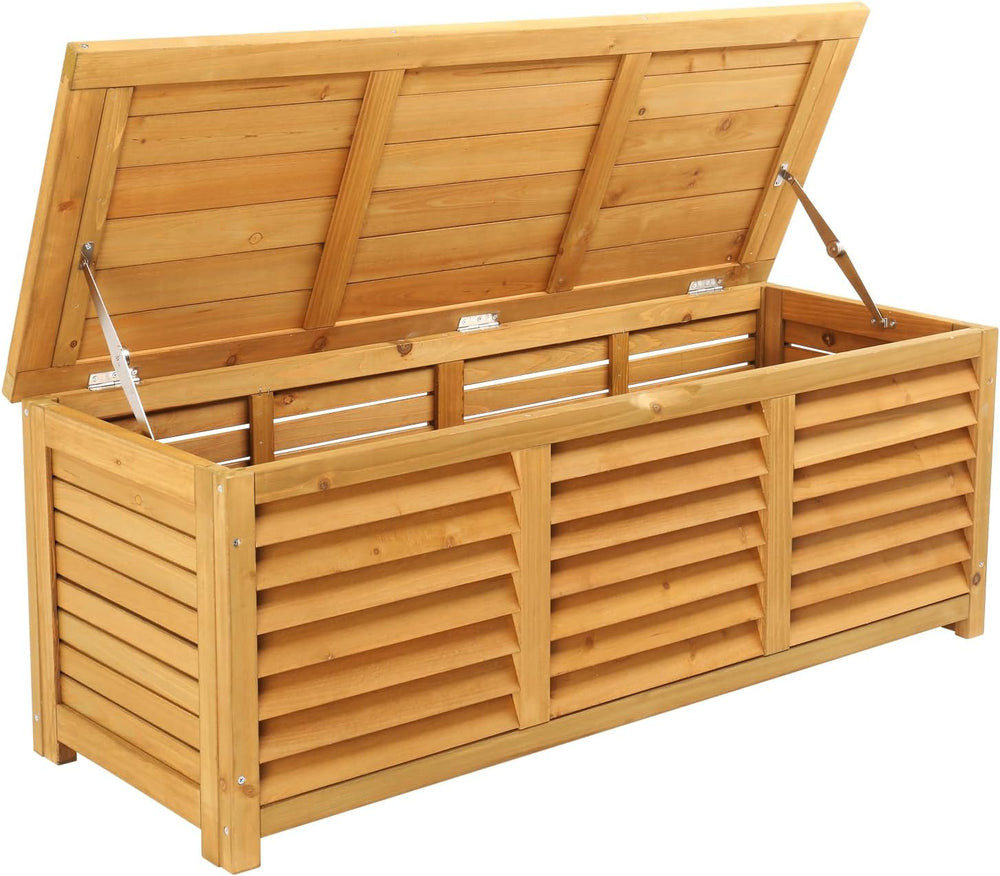 VINGLI Outdoor Wooden Deck Box, Storage Box with Lids for Easy Switching, 47 ...