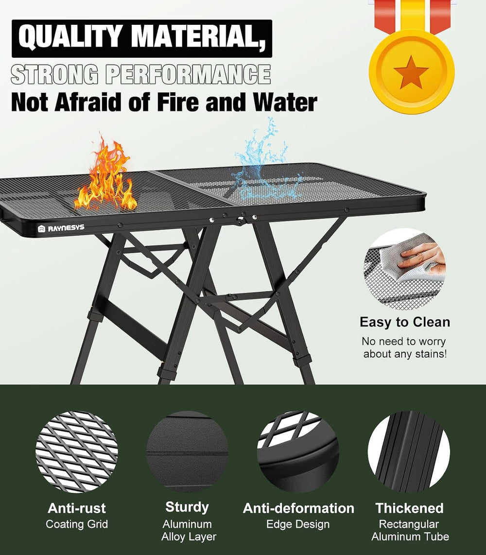 Raynesys Portable Folding Grill Table for Ourdoor, Camping, Picnic, BBQ