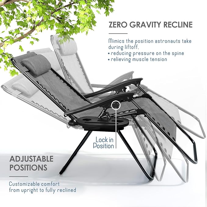 Nestl Zero Gravity Chairs Set of 6, Patio Lounge Chair Outdoor with Pillows &...