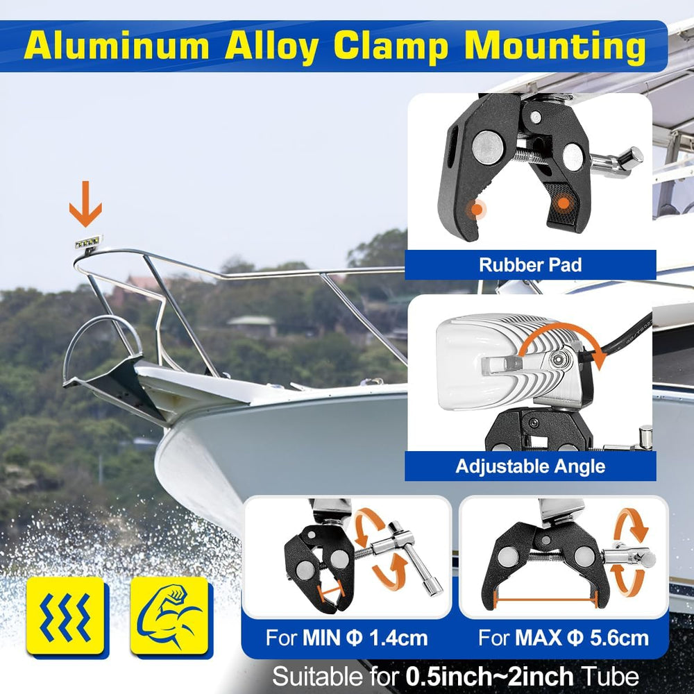 WFPOWER Clamp on Boat Spotlights, Flexible LED Spreader Marine Spotlights Wat...