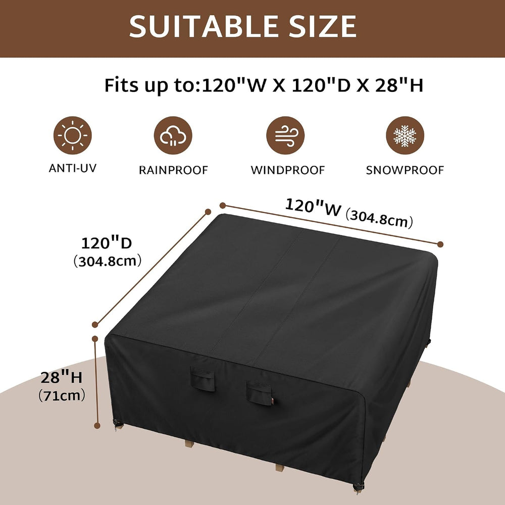 iBirdie Outdoor Table Patio Furniture Cover 120 x 120 inch, Waterproof