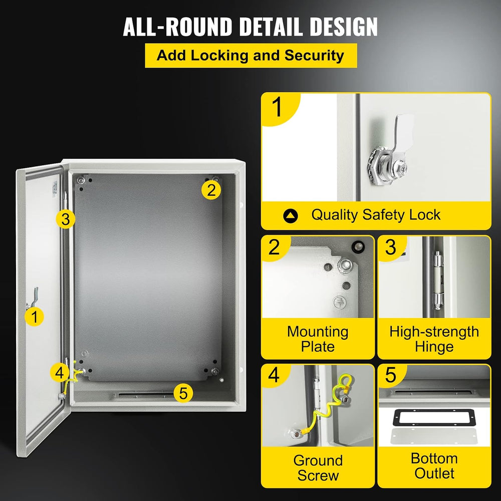 VEVOR Electrical Enclosure Box, 16'' ×12'' ×6'', Carb...