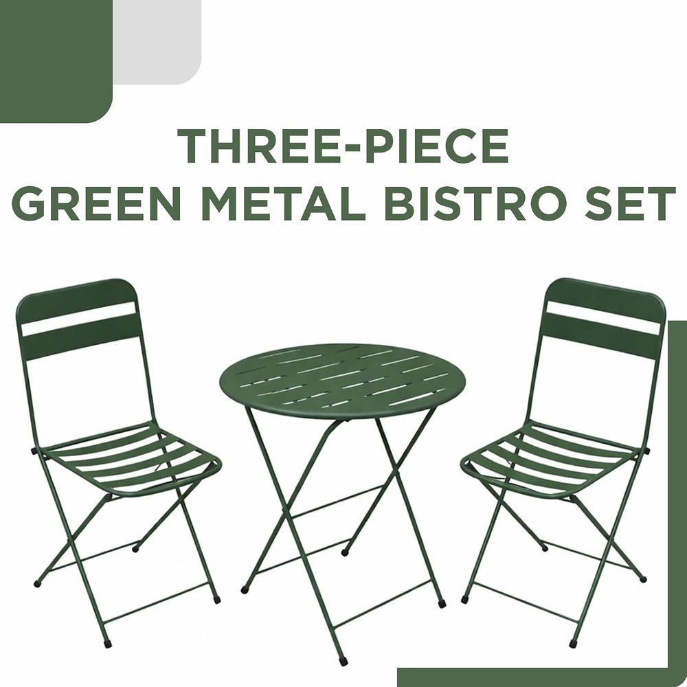 Alpine Corporation VTFAM168A-GN 3-Piece Green Metal Folding Bistro Set – 20&q...