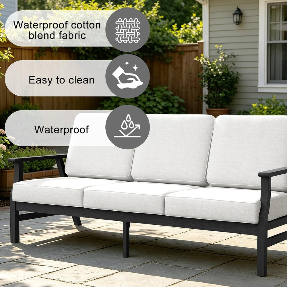Pia Ricoo Outdoor Premium Teak Wood Couch with Armrests, All‑Weather Outdoor ...