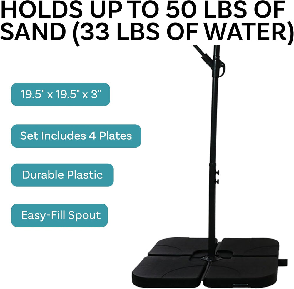 Sunnydaze 4-Piece Offset Cantilever Patio Umbrella Stand Weights, Square