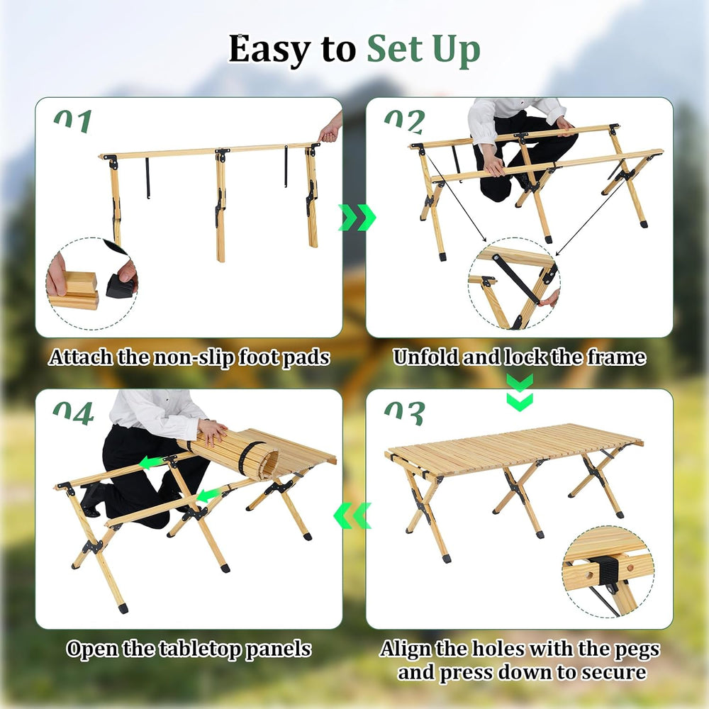 COSTWAY Folding Picnic Table, Portable 4ft Roll Up Camping Table
