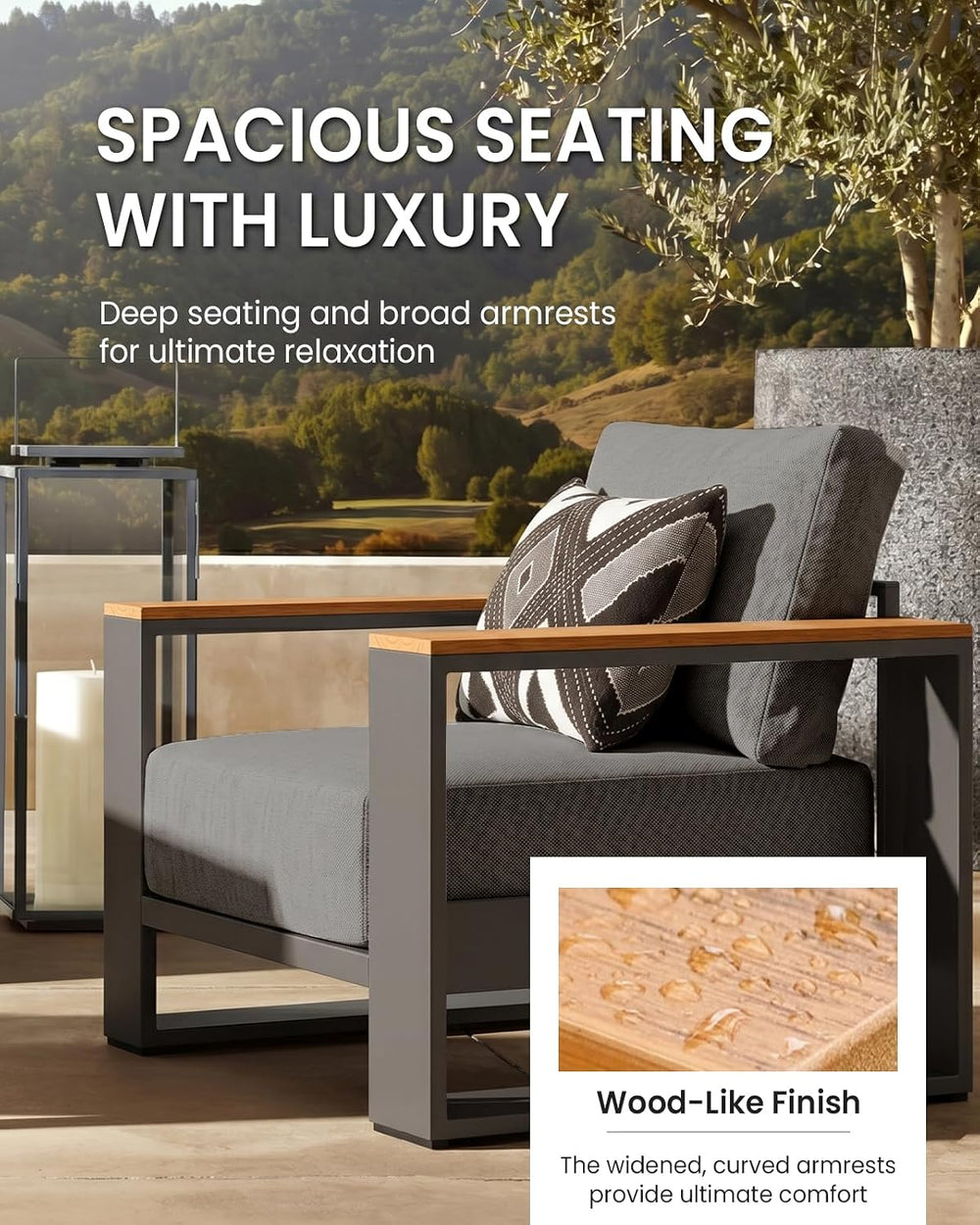 Oversized Aluminum Patio Furniture Set, 4 Pieces Luxury Outdoor Furniture Set...