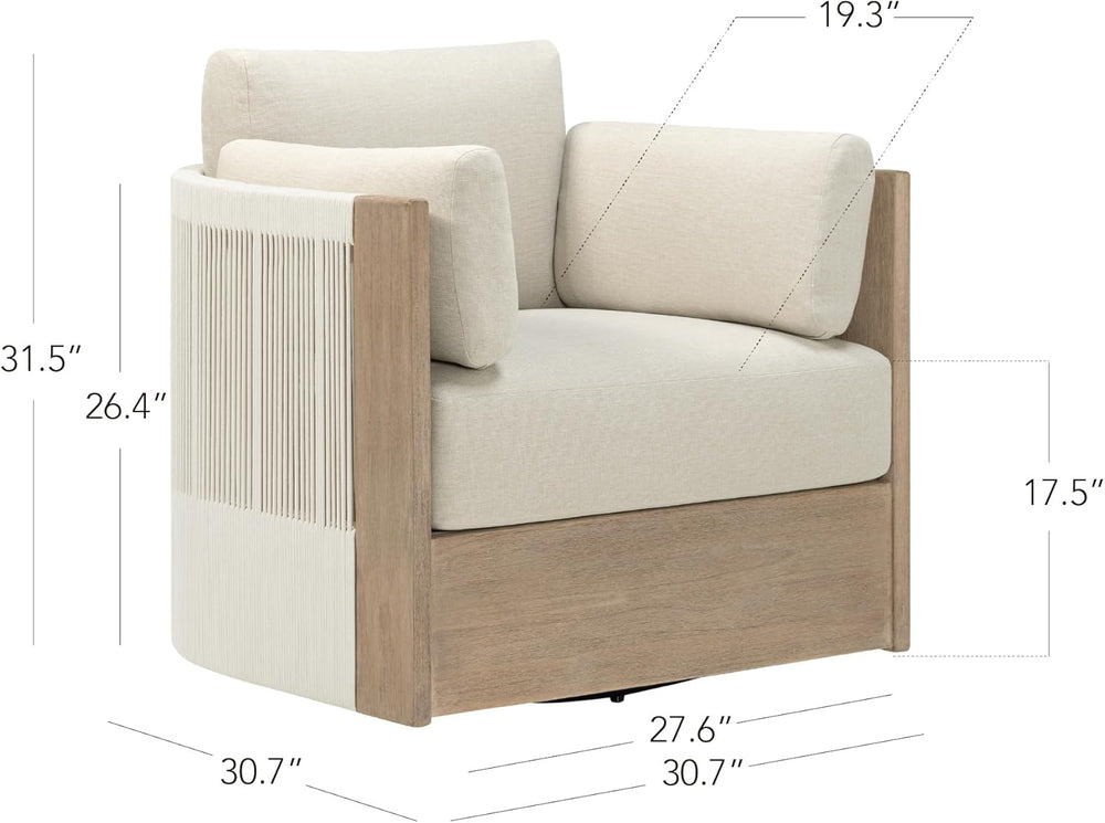 CHITA Acacia Outdoor Patio Swivel Accent Chair, Fully Assembled