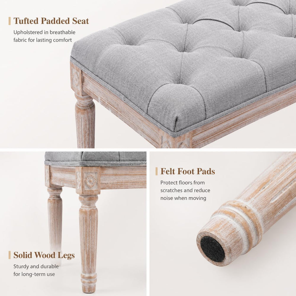 Kmax Tufted Entryway Bench, Upholstered Rustic Ottoman Bench, 31.5" x 15...