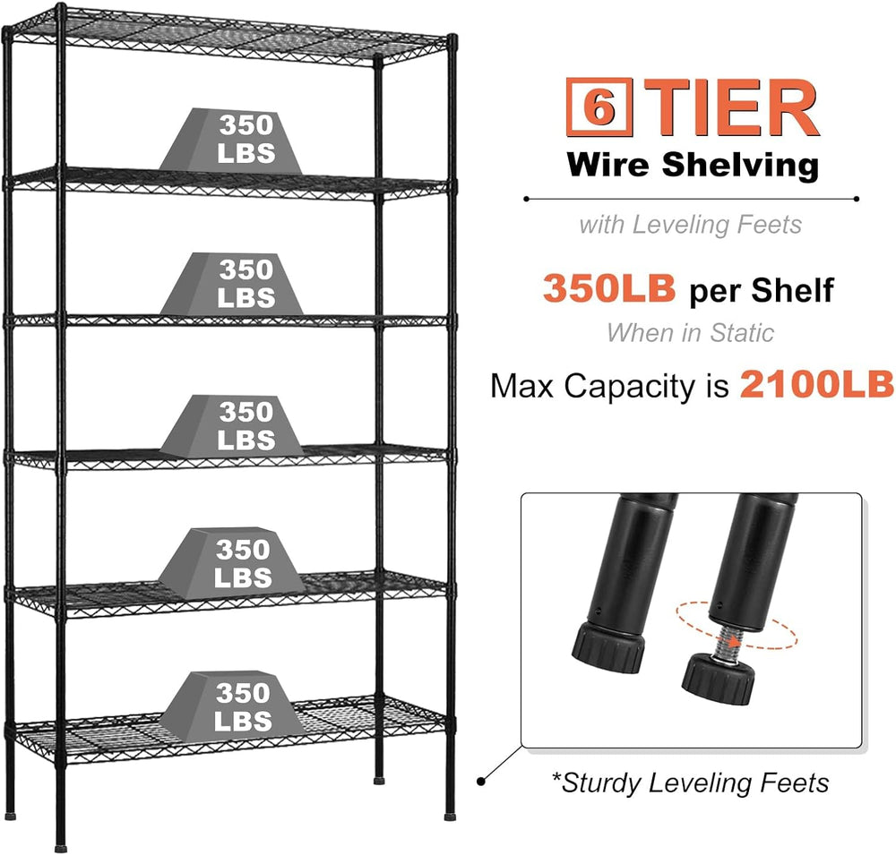 Meet perfect 6-Tier Storage Shelves NSF Certified Wire Shelving Unit on Wheel...