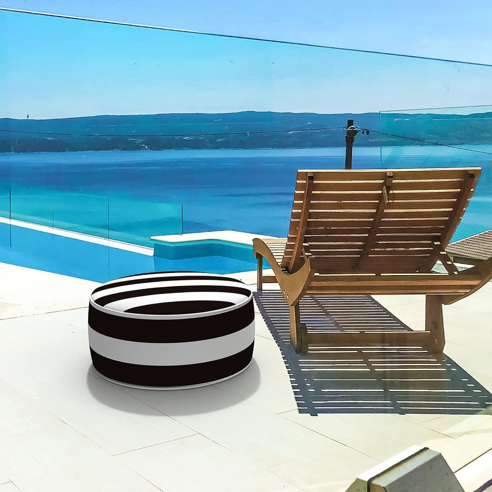LVTXIII Outdoor Inflatable Ottoman, Fade-Resistant Round Footrest Stool D21”x...