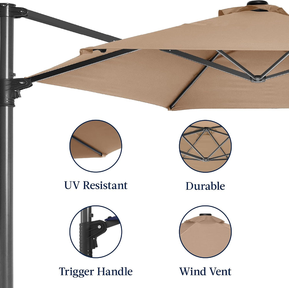 Best Choice Products 10ft Offset Cantilever Hanging Market Patio Umbrella, Sm...