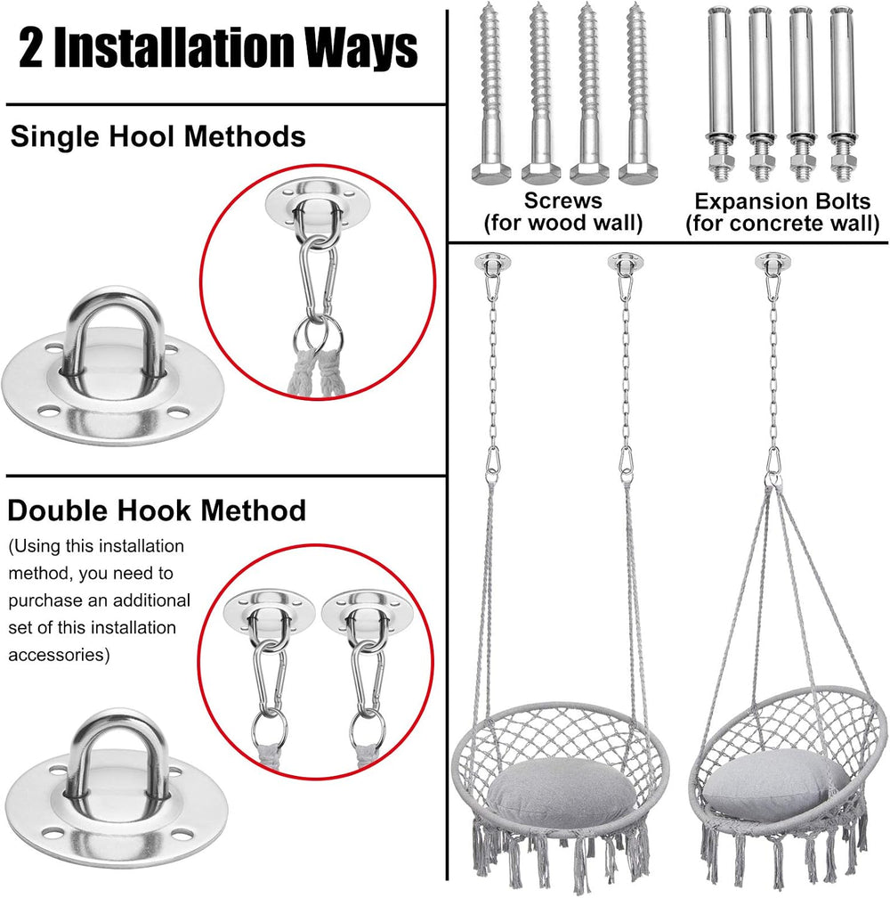 Y- STOP Hammock Chair Macrame Swing, Max 330 Lbs, Hanging Cotton Rope Hammock...