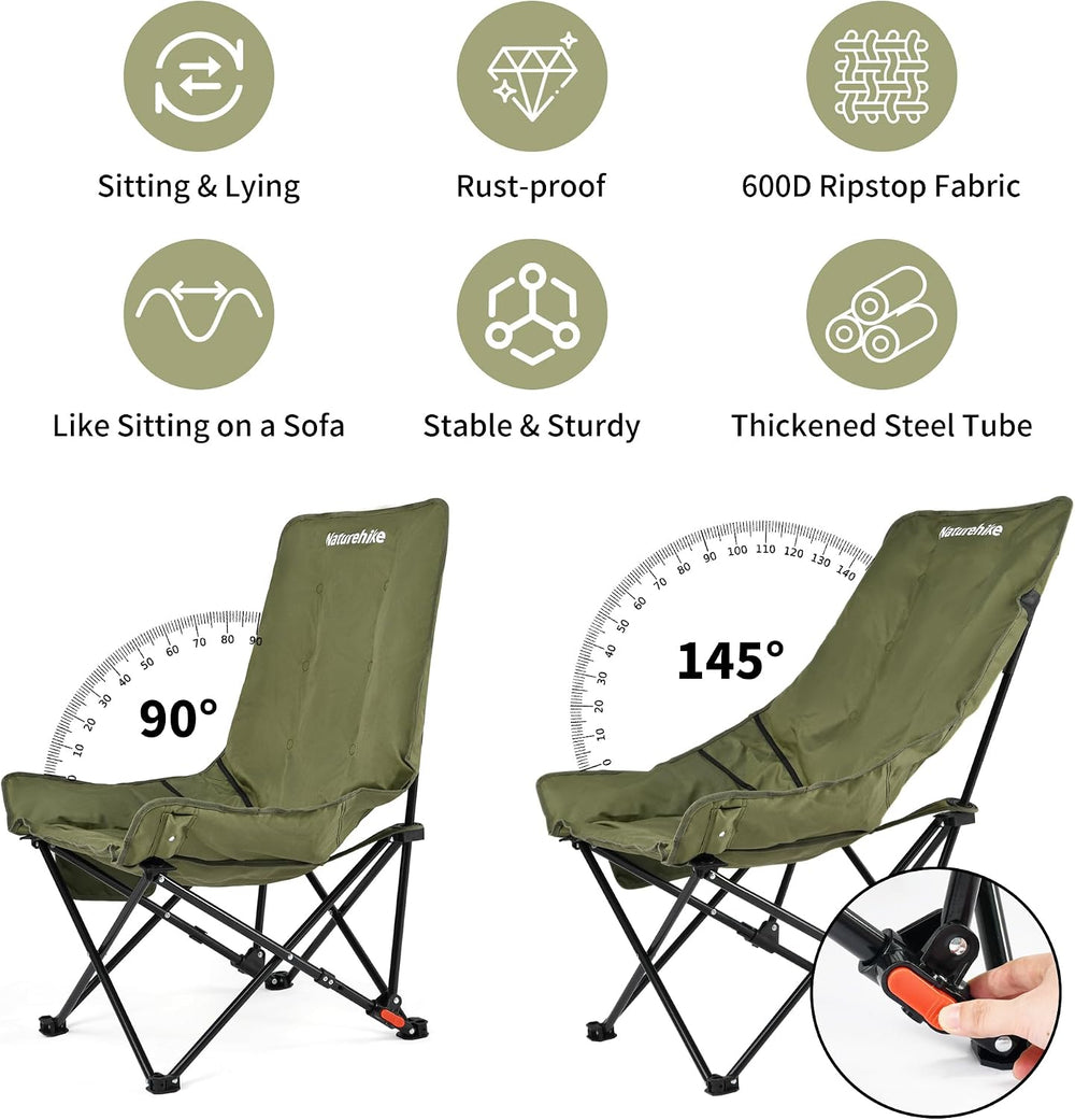 Naturehike Seastar Padded Camping Chair, Oversized 2-Position Adjustable Fold...