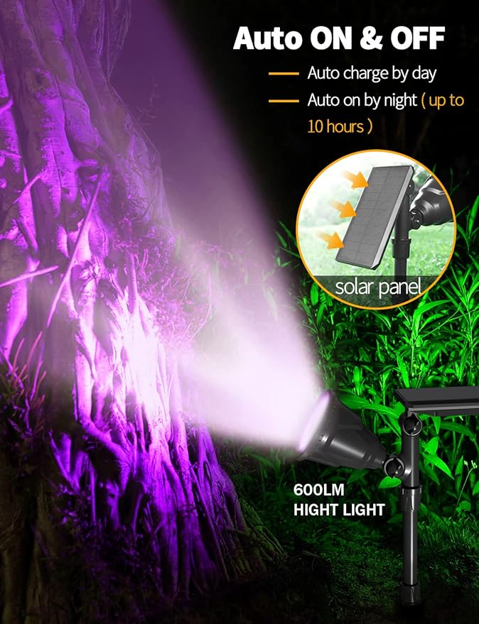 Solar Outdoor Lights, 9 Modes Color Changing 18 LED Halloween Solar Spot Ligh...