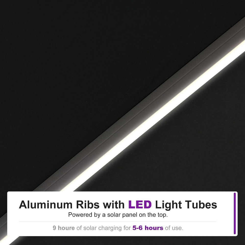 PURPLE LEAF Cantilever Umbrella 10' X 10' Solar LED Light Patio Deck,...