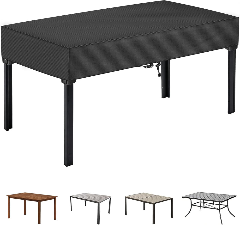 Waterproof Rectangular Patio Table Cover, 96" x 30" x 6", Black