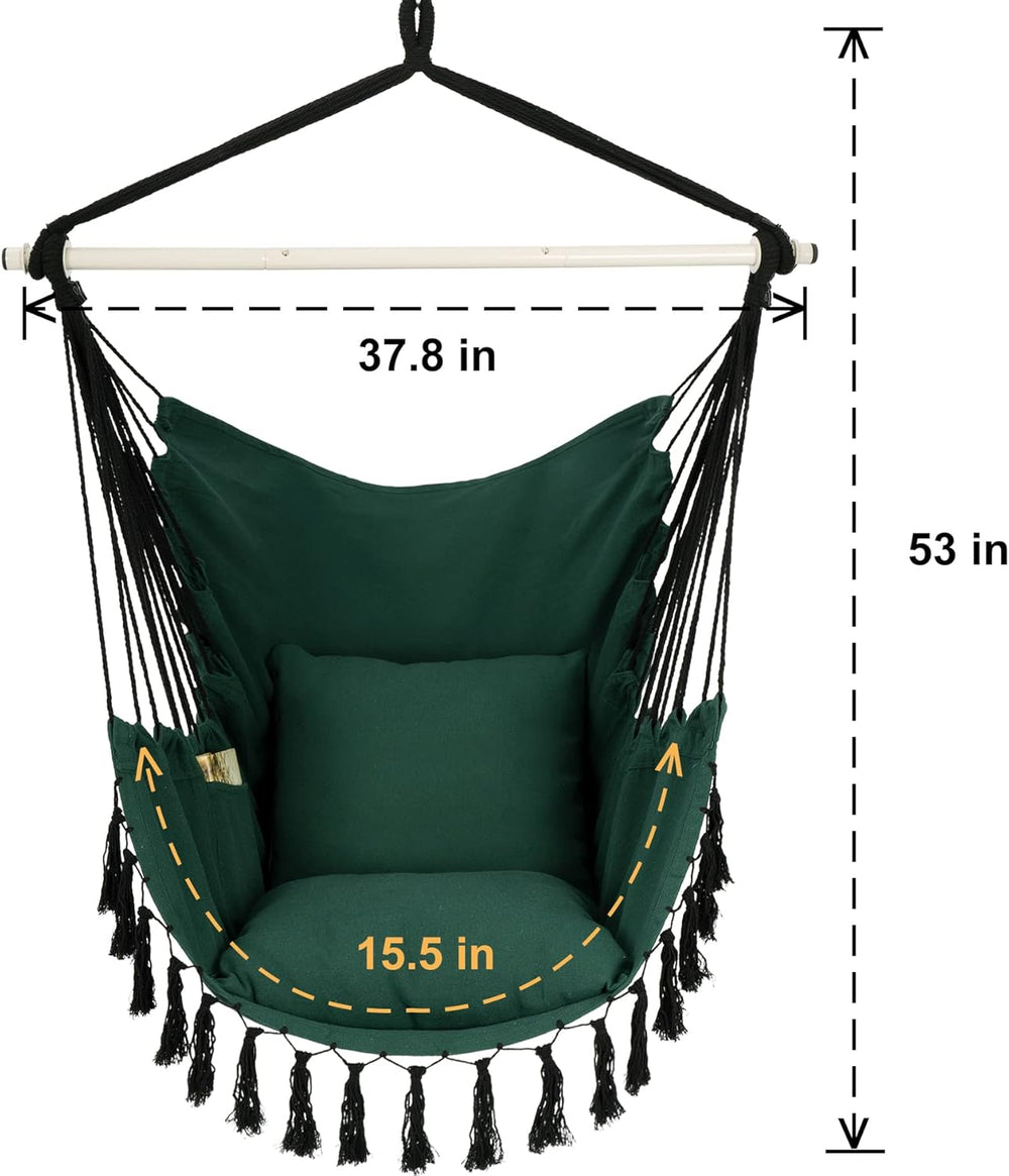 Y- STOP Hammock Chair Hanging Rope Swing, Max 500 Lbs, 2 Cushions Included, L...