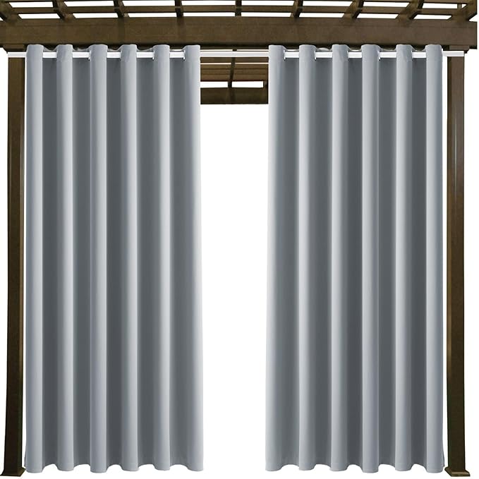 Waterproof Outdoor Curtain W84 x L84 - Grommet Top Sunlight Blocking Window T...