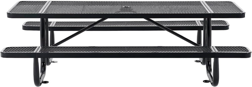 Global Industrial 8’L Rectangular Picnic Table, Expanded Metal, Black Thermop...