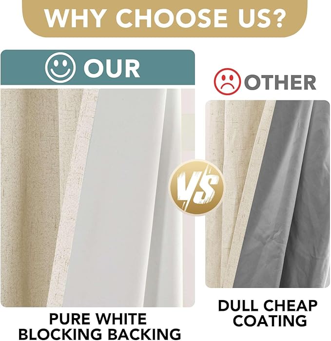 H.VERSAILTEX 100% Blackout Curtains for Bedroom Thermal Insulated Linen Textu...
