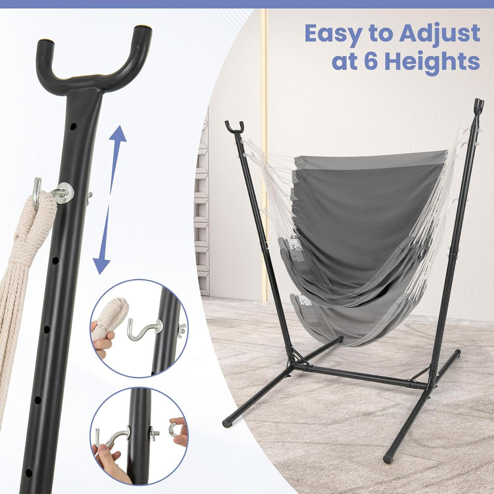 Tangkula Adjustable Hammock Chair with Stand, Sturdy Swing Chair with 6 Adjus...
