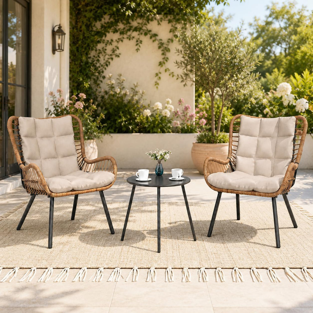 LAUSAINT HOME 3 Piece Outdoor Bistro Set, Small Patio Furniture Set with Coff...