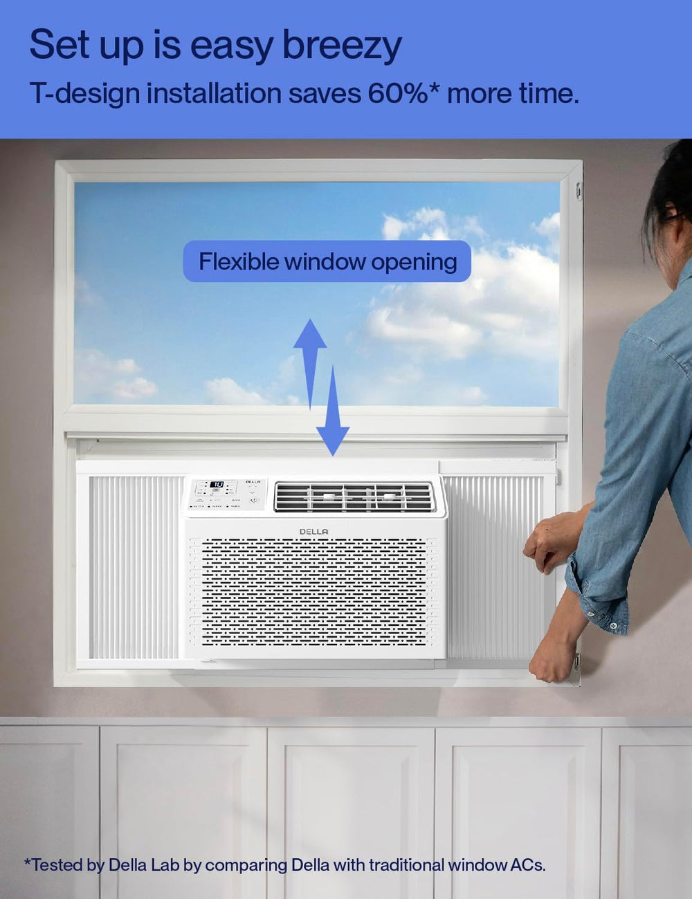 DELLA 10000 BTU Energy Saving Window Air Conditioner, Work with Alexa, Cools ...