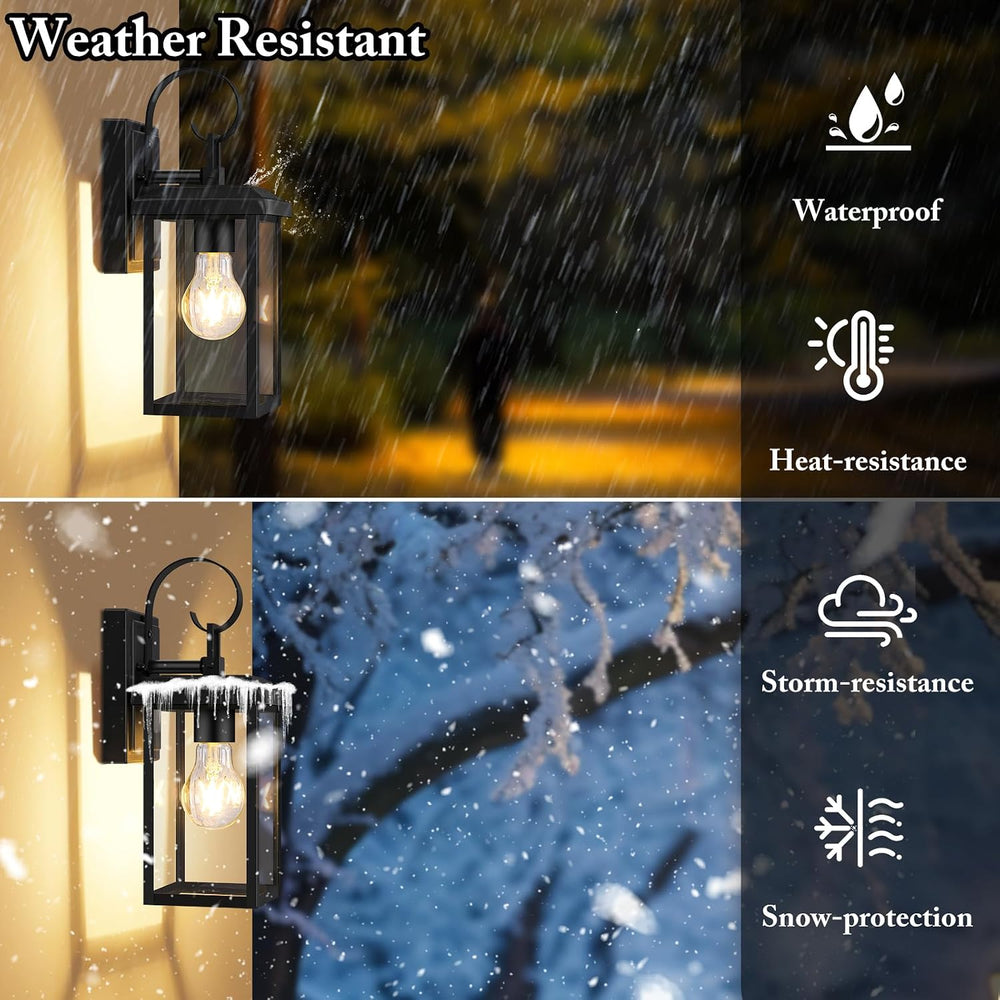 BesLowe 2-Pack Outdoor Wall Light Fixtures, Modern Porch Sconces, Black
