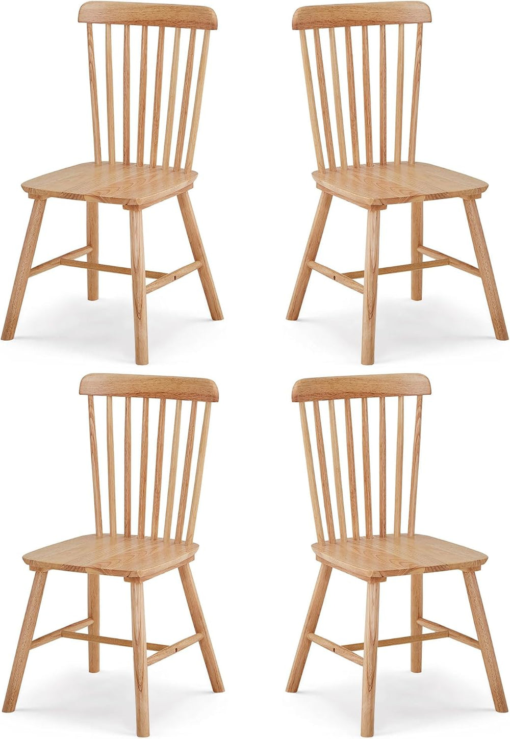 Dining Chairs Set of 4, Farmhouse Solid Wood Windsor Kitchen Chairs Set with ...