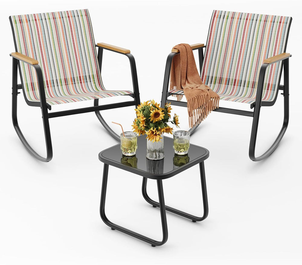Ahomly 3 Pieces Patio Furniture Set, Outdoor Furniture Set, Stripe