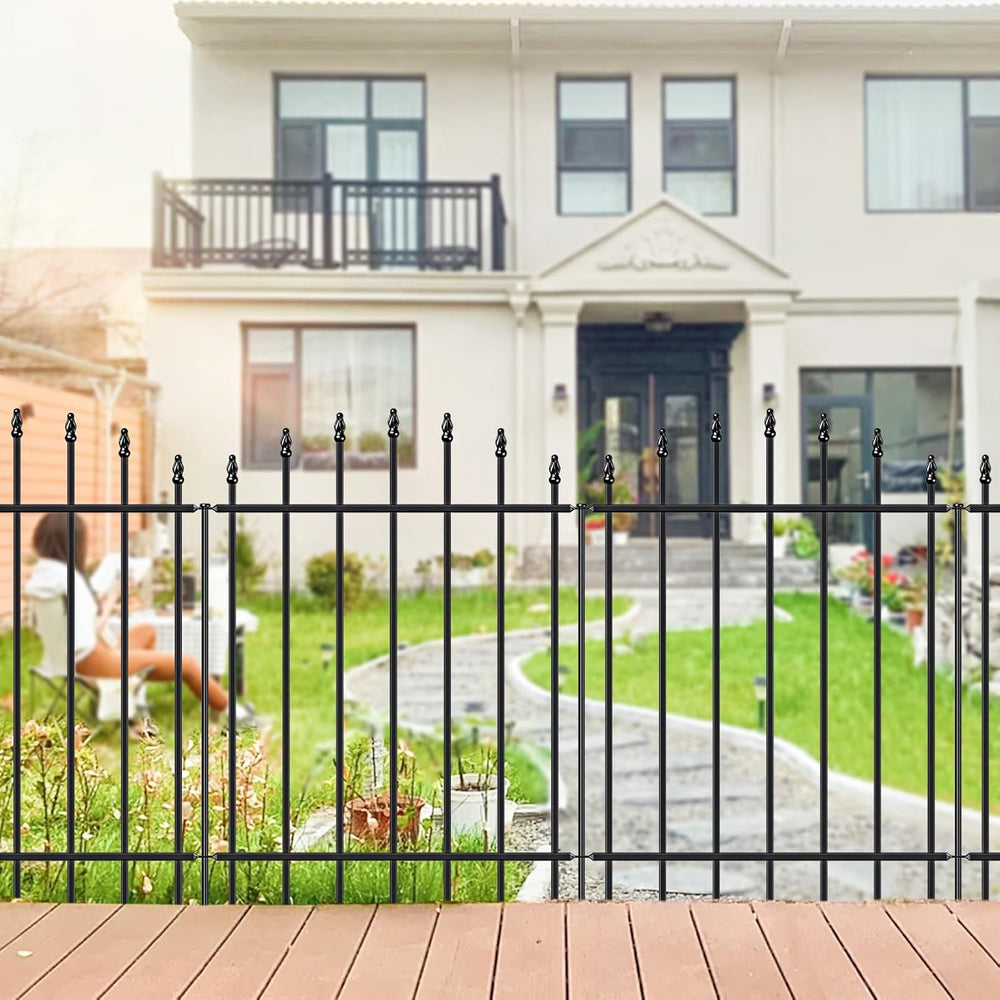 32” x 12’ No-Dig Metal Garden Fence with Stakes, Panels Fencing for Dogs