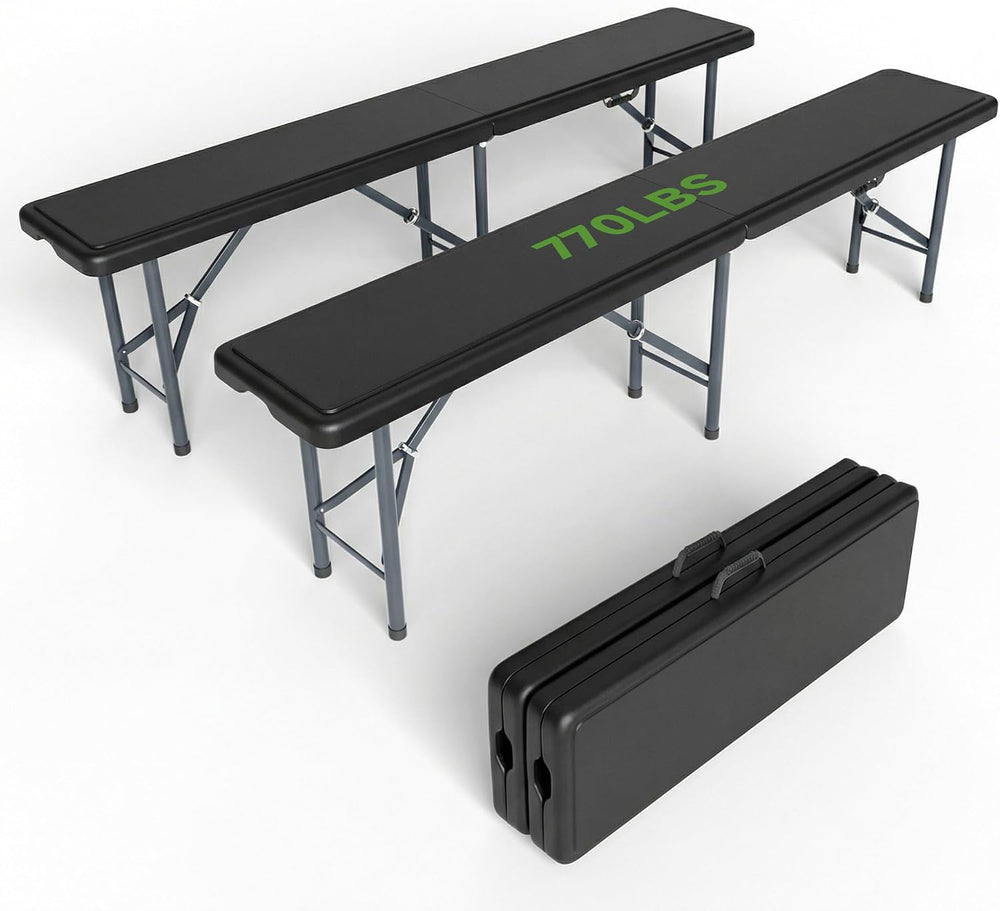 6FT Folding Bench - Heavy Duty 770lbs Capacity, Safety Locking Button & W...
