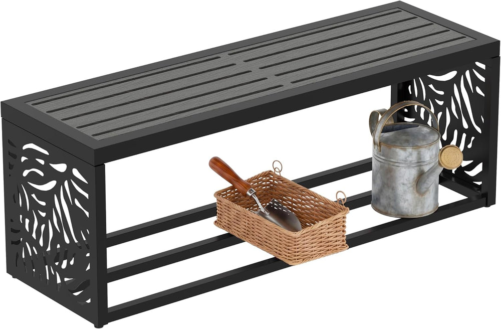 47" Outdoor Storage Bench, HDPE Seat, Steel Frame, Summer