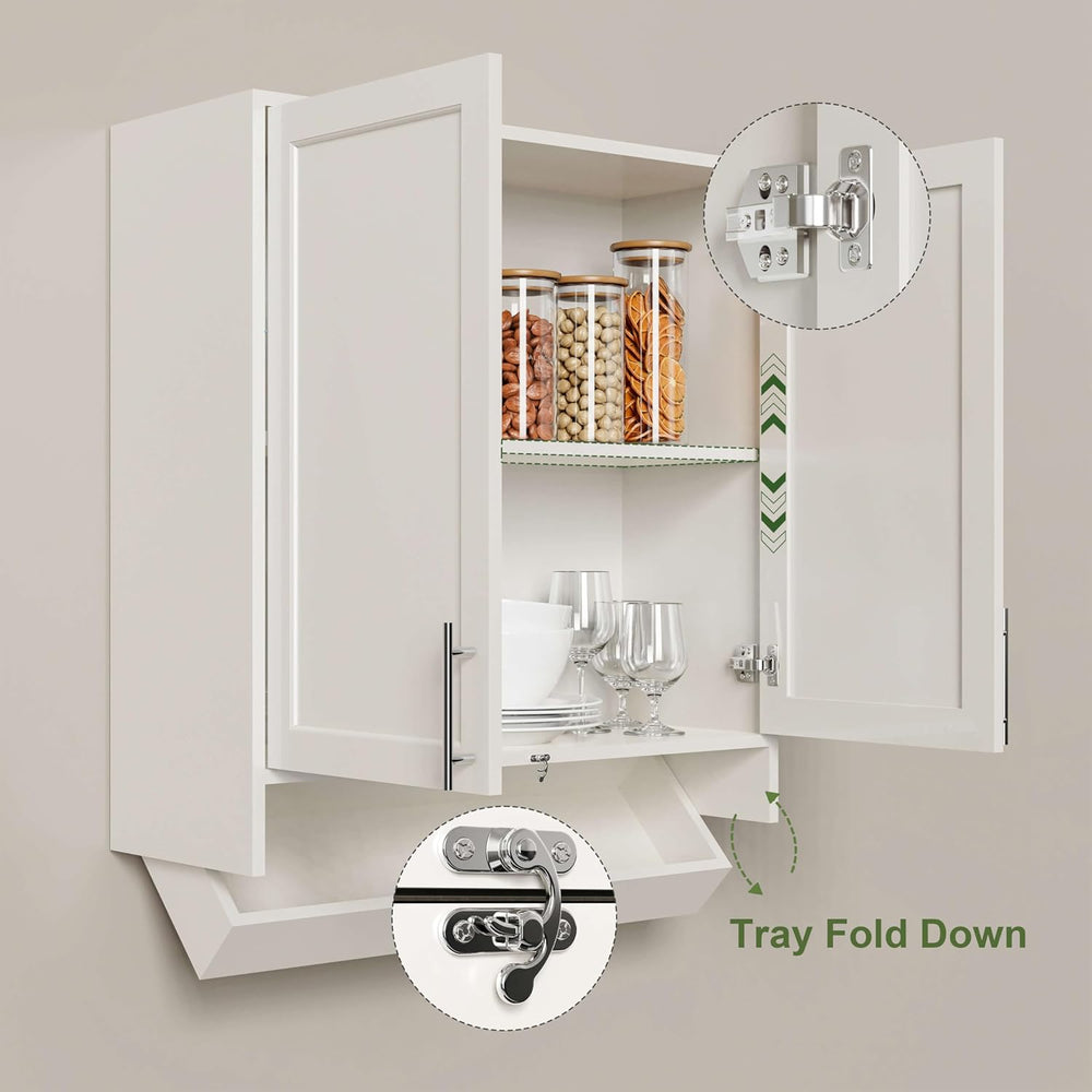 29.5" W Laundry Room Cabinets Wall-Mounted with Flip-Bottom Drawer