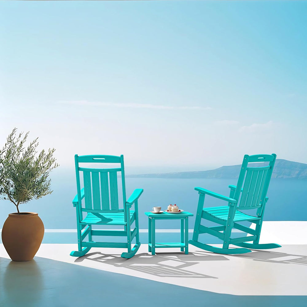 Plawdlik Oversized Outdoor Rocking Chair, All-Weather Patio Rocker, Aruba