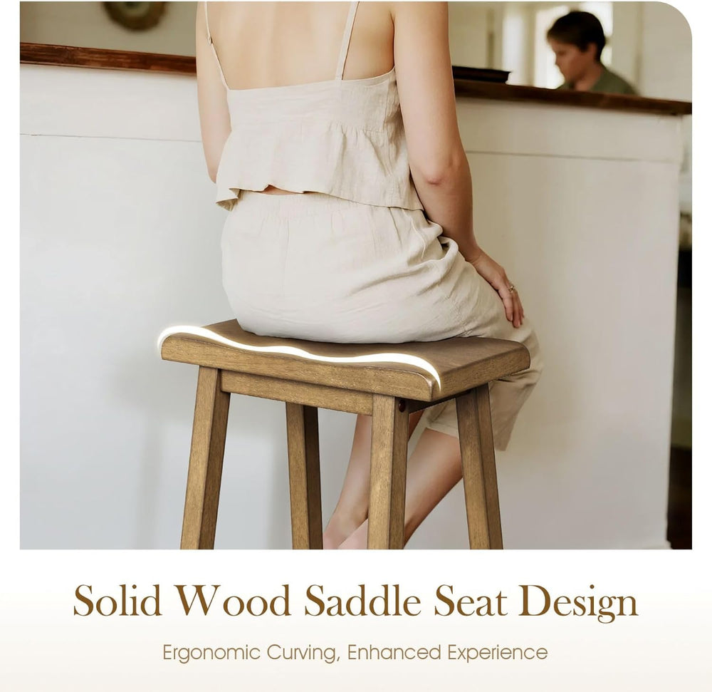 Sophia & William Solid Wood Counter Height Table and Chairs, Rustic Caramel
