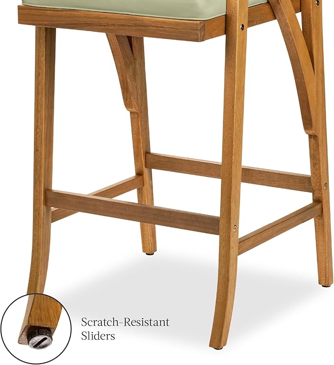 Best Choice Products Set of 2 Outdoor Acacia Wood Bar Stools Bar Chairs for P...