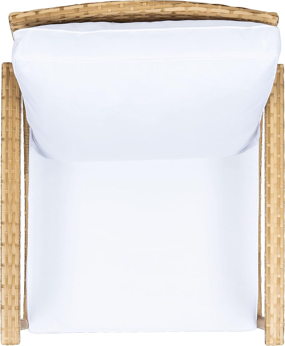 SAFAVIEH Outdoor Daire Wicker Rocking Chair, 14.4" Natural/White PAT7721D