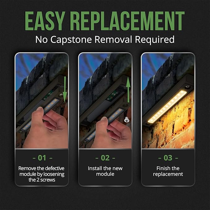 GKOLED 4-Pack Replaceable 6.8" LED Hardscape Lights, Low Voltage Retaini...